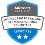 dynamics 365 for finance and operations manufacturing consultant associate badge